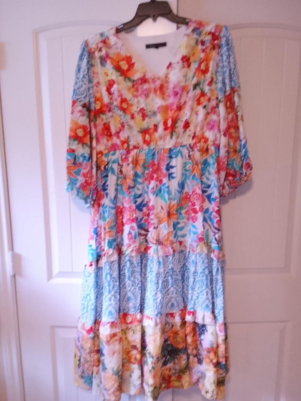 Calessa Floral Tiered Maxi Lined Dress 2x